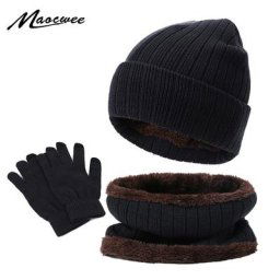 Chapeau écharpe pour hommes et femmes à écran tactile bonnet épais tricoté costume bavette