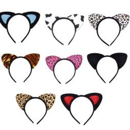 Bande de Sauna Léopard pour Oreilles de Chat Cosplay Mignon Imprimé de Vache et Tigre