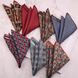 Linbaiway-Mouchoir imprimé floral vintage pour hommes petit carré de poche imbibé serviette de