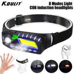 Lampe de poche à tête aste USB COB LED lampe de sauna à induction 8 modes de lumière torche
