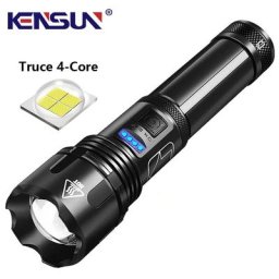 Lampe de poche haute puissance XHP50 à 4 cœurs torche Led Super lumineuse Zoom USB rechargeable