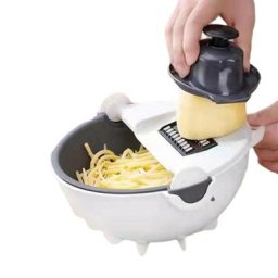 Coupe-légumes multifonctionnel avec panier d'égouttage coupe-légumes hachoir et râpe 9 en 1