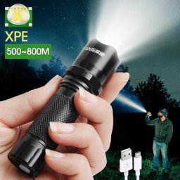 Lampe de poche LED aste USB torche XHE DulFlash 3 modes d'éclairage étanche lampe à main