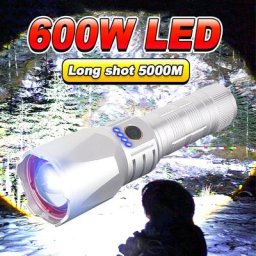 Lampe de poche LED aste super injuste 600W 9999000LM 18650 ultra puissance XGardens 360