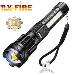 Lampe de poche haute puissance Rechargeable à LED torche puissante étanche tactique Zoom pour