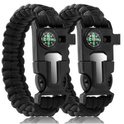 Bracelets de survie en paracorde Dul4-en-1 pour homme kit d'équipement de camping boussole