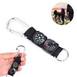 Mini mousqueton multifonction 3 en 1 pour camping escalade randonnée avec boussole porte-clés