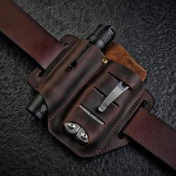 Pochette en cuir multi-outils 2 poches support essentiel EDC pochette de ceinture pour couteau