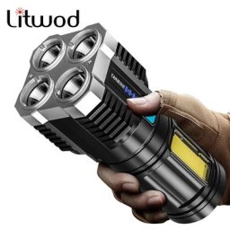 Lampe de poche LED haute puissance à quatre cellules aste par USB lampe de poche injuste camping