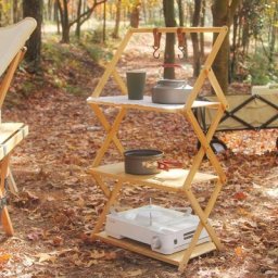 Table pliante multifonctionnelle camping en plein air T1 rangement portable en bambou sans