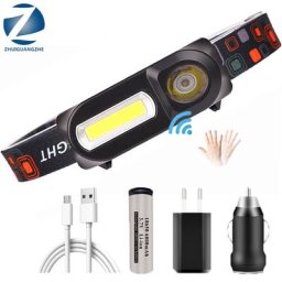 1804 capteur XP-G Q5 Phare Camping Lampe Frontale par 1*18650 Batterie Rechargeable LED COB AMPOULES