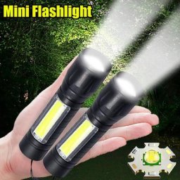 Mini lampe de poche Portable à LED 3 modes torche COB Rechargeable batterie intégrée