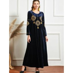 Robe musulmane élégante Eid pour femmes ensemble 3 pièces robe Maxi A-ligne perles Jubah robe