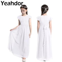 Robe longue en mousseline de soie à manches flottantes pour filles robe de princesse