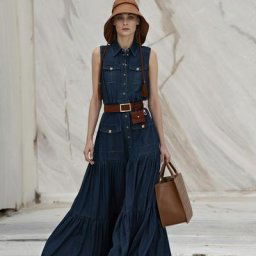 Robe longue en denim bleu glaçure pour femmes haute qualité vintage élégante décontractée fête