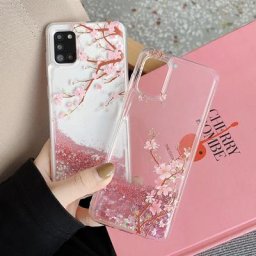 Coque de téléphone en silicone souple TPU rose fleur liquide paillettes étui pour Samsung Galaxy