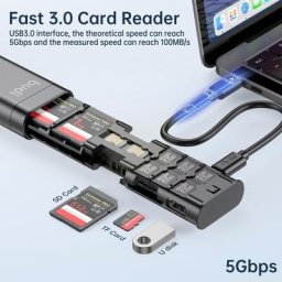 BUDI-Lecteur de carte SD multifonction 9 en 1 câble USB 3.0 outil de boîte haute transfert de