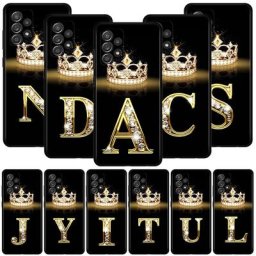 Coque en diamant pour Samsung Galaxy couronne dorée lettre et numéro A21s A02s A03s A12 A02