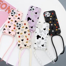 Coque de souris de dessin animé pour iPhone bandoulière lanière collier mode convient pour