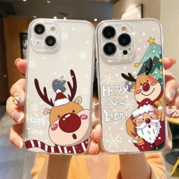 Coque de téléphone apple à motif de dessin animé de noël étui souple et transparent pour iPhone 14