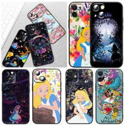 Coque de téléphone Disney Alice au pays des merveilles étui souple noir pour Apple iPhone 14 13 12