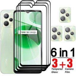 Film de protection d'écran 6 en 1 pour Oppo Realme C35 couverture complète verre Guatemala