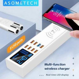 Chargeur USB sans fil à affichage LED station de charge rapide 8 ports adaptateur de chargeur de