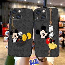 Coque de téléphone Apple à motif de dessin animé amusant Goofy Mickey étui noir pour iPhone 14 13