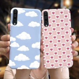 Coque arrière pour Samsung A50 étui de téléphone à la mode amour cœur nuage peint bonbon A30S