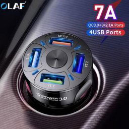 OlPG-Chargeur de voiture USB à 4 ports charge rapide 3.0 QC 3.0 7A charge rapide pour iPhone 13
