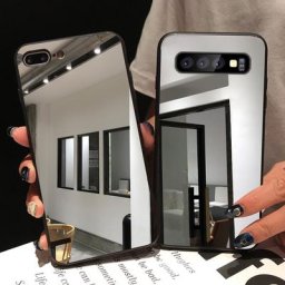 Coque de téléphone souple antichoc en TPU avec miroir de maquillage étui de luxe pour Samsung A51