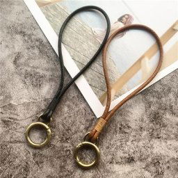 Lanière porte-clés en cuir faite à la main bracelet en cuir de vachette ligne droite luxe