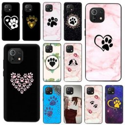 Coque noire de luxe avec patte de chien pour Xiaomi compatible modèles Mi 11 cc9 11t 11X Pro