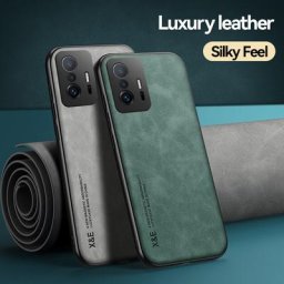 Coque de téléphone souple en cuir texturé avec plaque magnétique couverture arrière pour Xiaomi 11