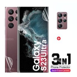 3to1 Avant Arrière Hydrogel Film Caméra Lentille En Verre Pour Samsung Galaxy S23 Ultra S 23 Plus
