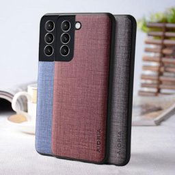 Coque pour Samsung Galaxy S21 Plus FE Ultra 5G texture textile cuir PC TPU souple coque rigide