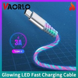 Câble de charge rapide avec LED plonger oyante micro USB Type C transfert de données à grande