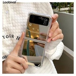 Étui de luxe antichoc avec miroir de maquillage pour Samsung coque rigide mince pour Z Flip 3 4