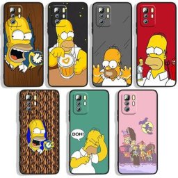 Coque de téléphone noire The Simpsons Animation coque souple pour Xiaomi Redmi Note 10 10S 10T