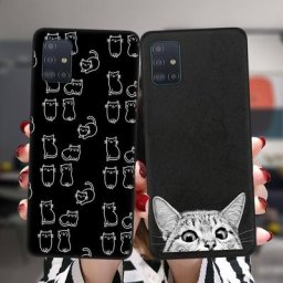 Coque en silicone Space Happy Cats pour Samsung coque noire mignon A52 A72 A51 A71 A50 A70