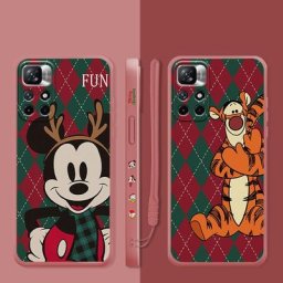 Coque liquide Disney Tigrou de Noël pour Xiaomi Redmi Note 11 11T 9 9S 8 10 Pro Redmi 8 9T