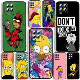 Coque de téléphone à motif de Simpsons pour OPPO Realme étui souple noir pour modèles 5 6i 6s 7