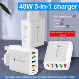 Chargeur USB 48W QC3.0 PD à 5 Ports charge rapide 4USB 3 1a adaptateur d'alimentation pour