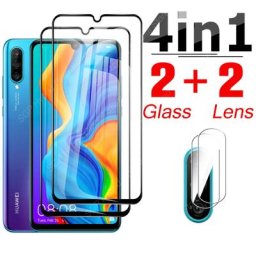 Protecteur d'écran complet 4 en 1 Film trempé pour objectif d'appareil photo pour Huawei P30 Lite