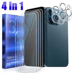 Protecteur d'écran et d'objectif en verre trempé 4 en 1 pour iPhone 5G 14 Plus 14 Pro Max 6.7