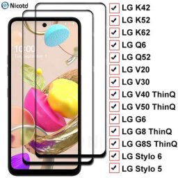Protecteur d'écran à couverture complète 2 pièces en verre trempé pour LG K42 K52 K62 Q6 Q52 V20