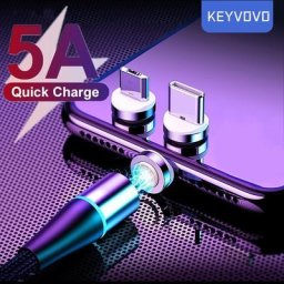 Câble magnétique 5A super charge USB Micro et Type C charge rapide 2M pour Huawei P30 P20 P10
