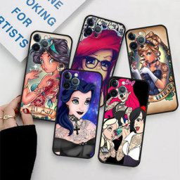 Coque de téléphone princesse tatouée en silicone souple coque pour Apple iPhone 14 13 11 Pro Max