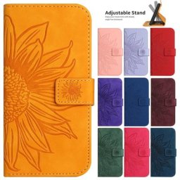Funda-Étui à rabat en cuir tournesol pour femme coque arrière portefeuille iPhone 14 Plus 13