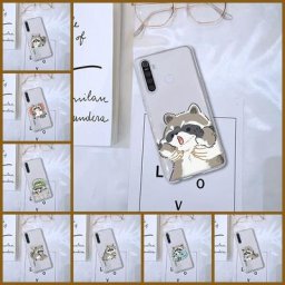 Coque de téléphone en silicone souple transparent raton laveur mignon coque arrière animal
